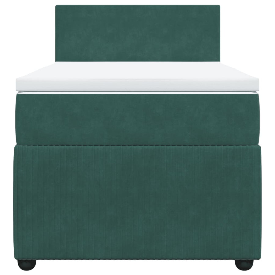 Boxspring met matras fluweel donkergroen 100x200 cm