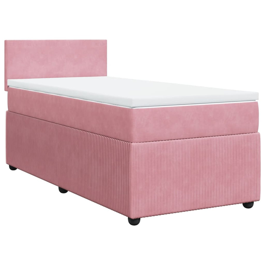Boxspring met matras fluweel roze 100x200 cm