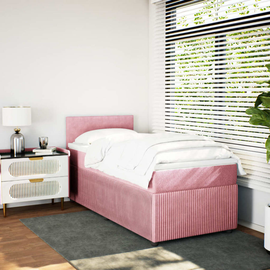 Boxspring met matras fluweel roze 100x200 cm