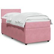 Velvet pink box spring with mattress 100x200 cm