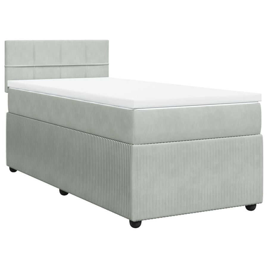 Boxspring met matras fluweel lichtgrijs 100x200 cm