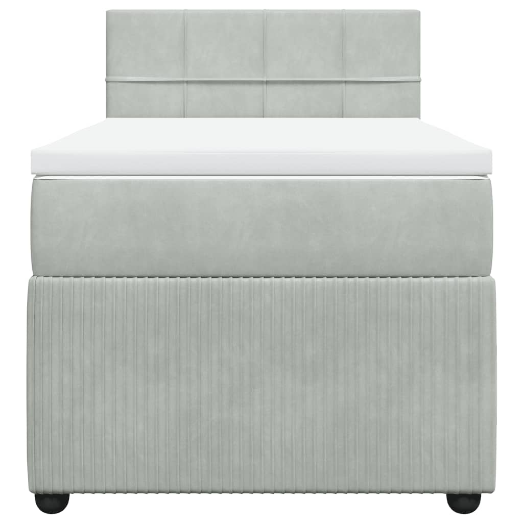 Boxspring met matras fluweel lichtgrijs 100x200 cm