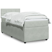 Box spring bed with velvet mattress light grey 100x200 cm