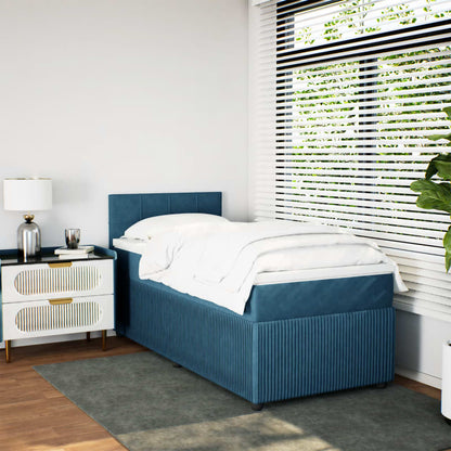 Boxspring met matras fluweel blauw 100x200 cm