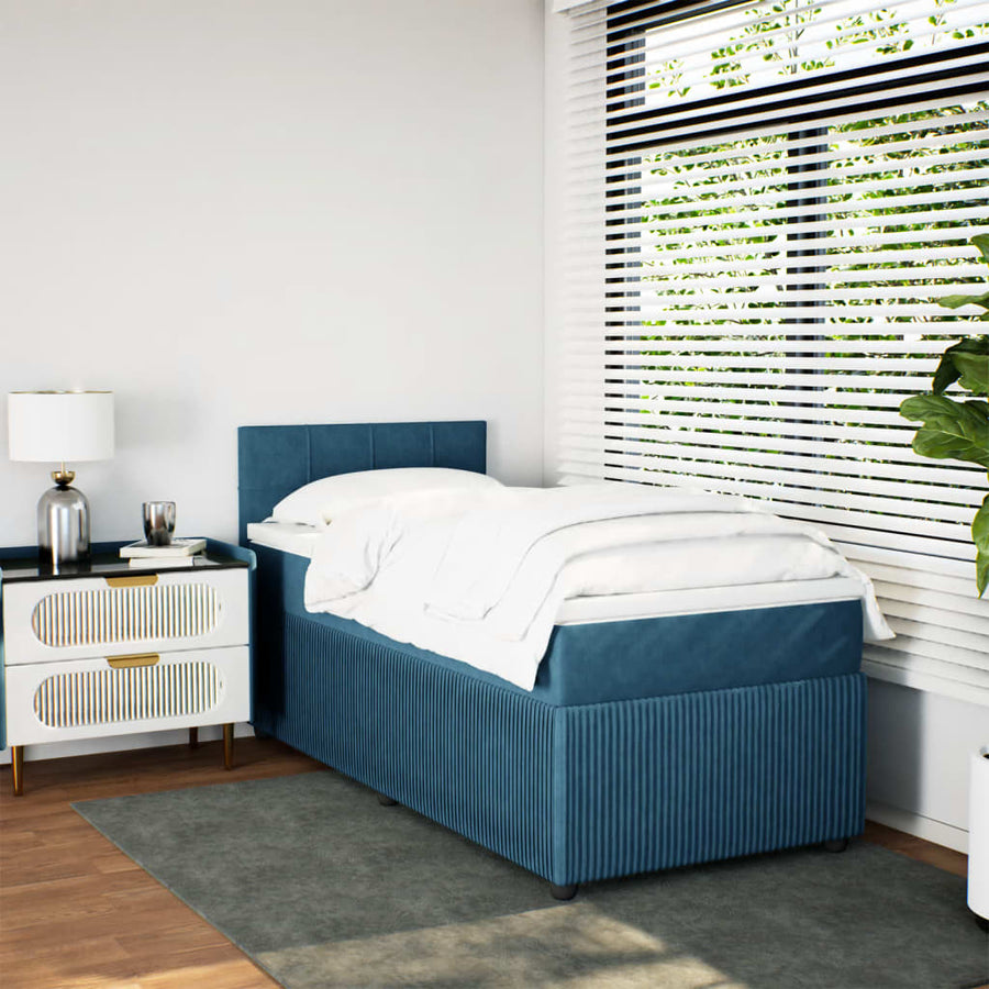 Boxspring met matras fluweel blauw 100x200 cm