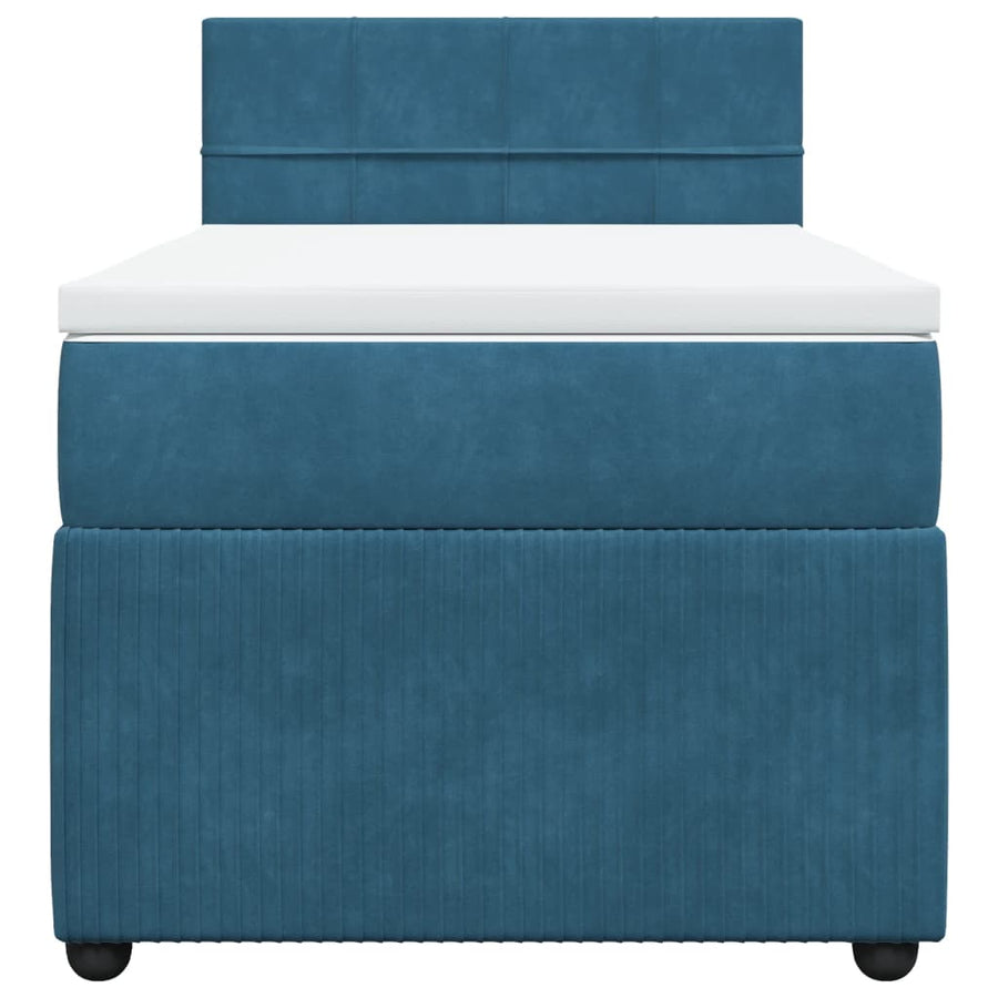 Boxspring met matras fluweel blauw 100x200 cm