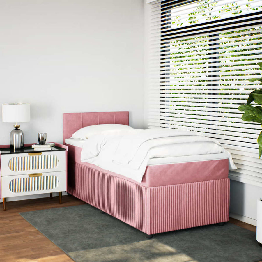 Boxspring met matras fluweel roze 100x200 cm