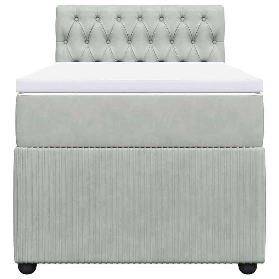 Boxspring met matras fluweel lichtgrijs 100x200 cm