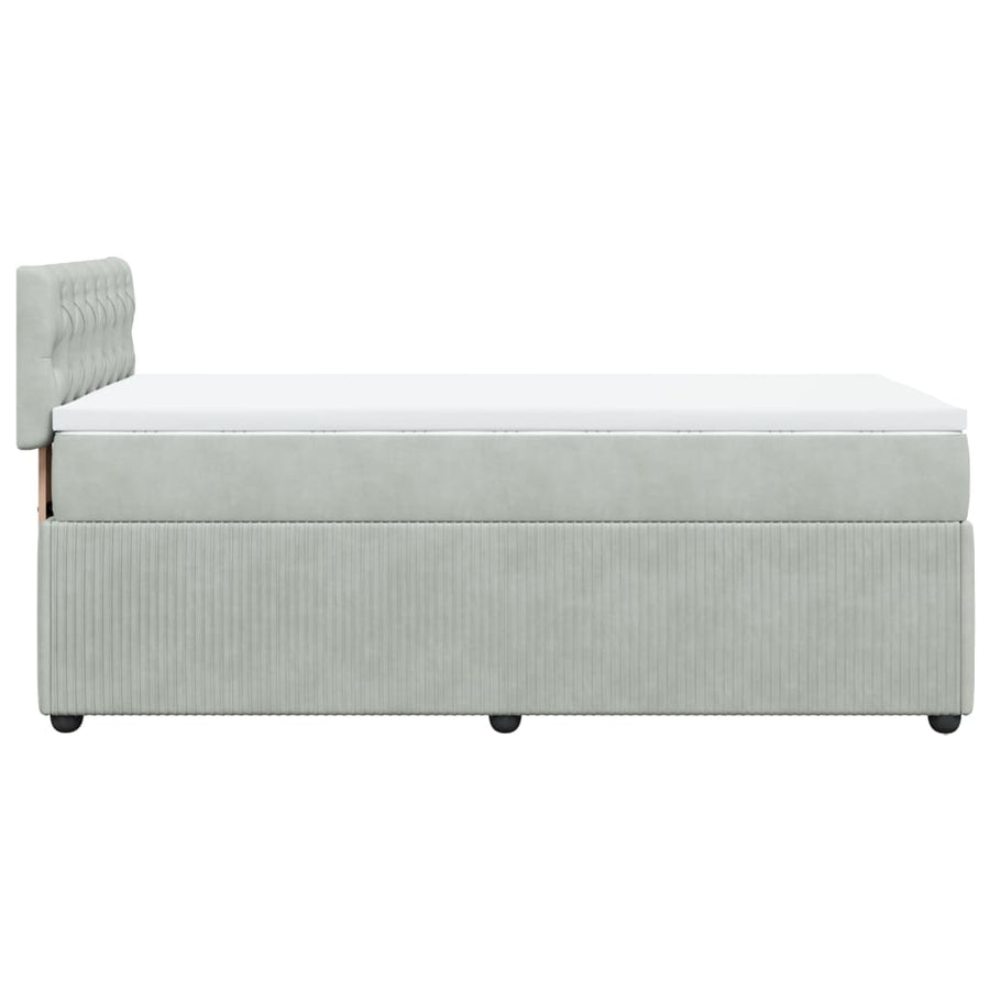 Boxspring met matras fluweel lichtgrijs 100x200 cm