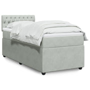 Box spring bed with velvet mattress light grey 100x200 cm