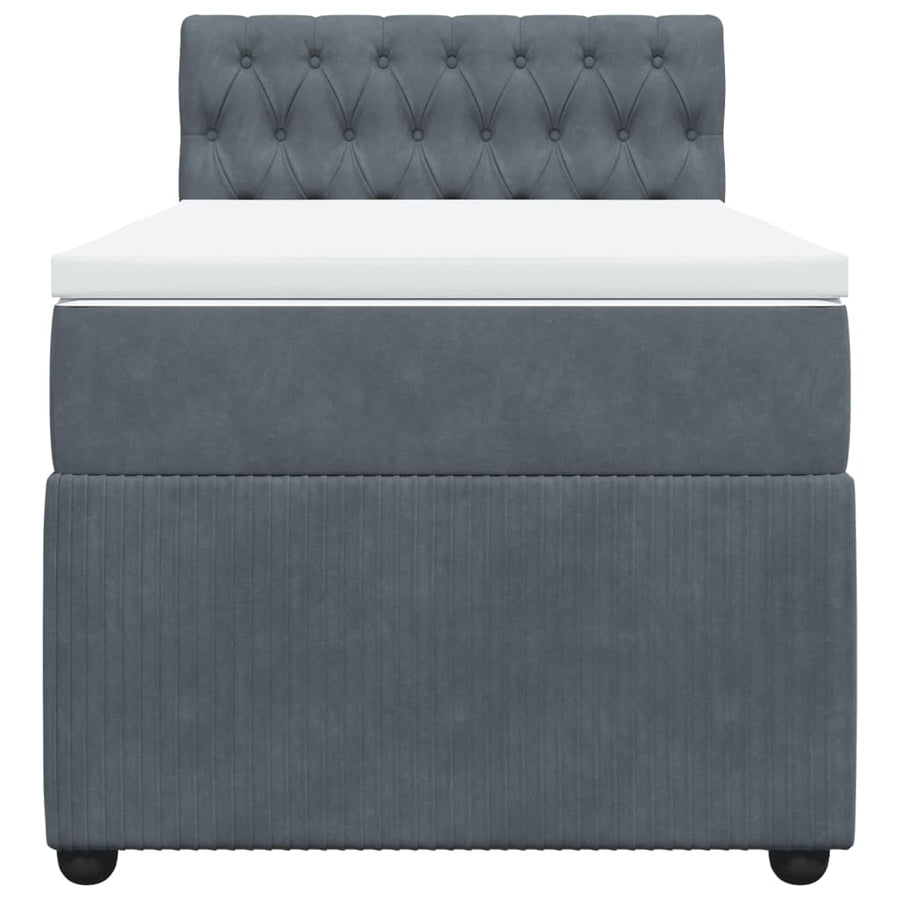 Boxspring met matras fluweel donkergrijs 100x200 cm