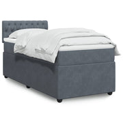 Box spring bed with velvet dark grey mattress 100x200 cm
