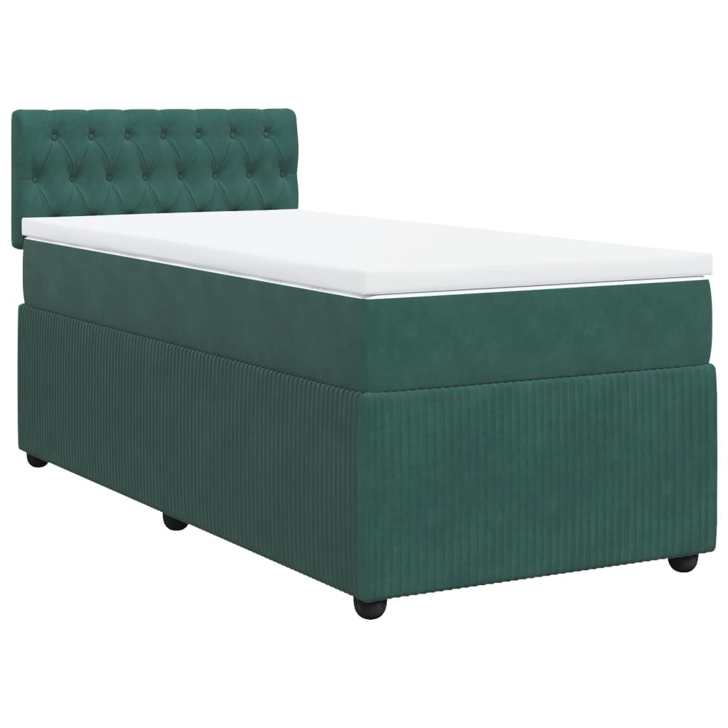 Boxspring met matras fluweel donkergroen 100x200 cm