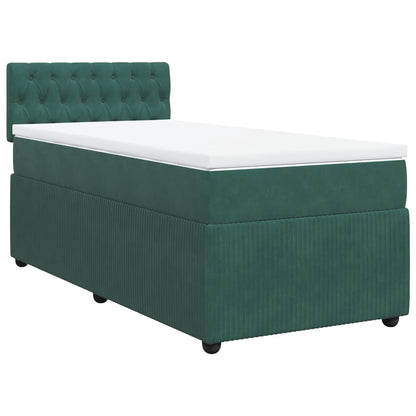 Boxspring met matras fluweel donkergroen 100x200 cm