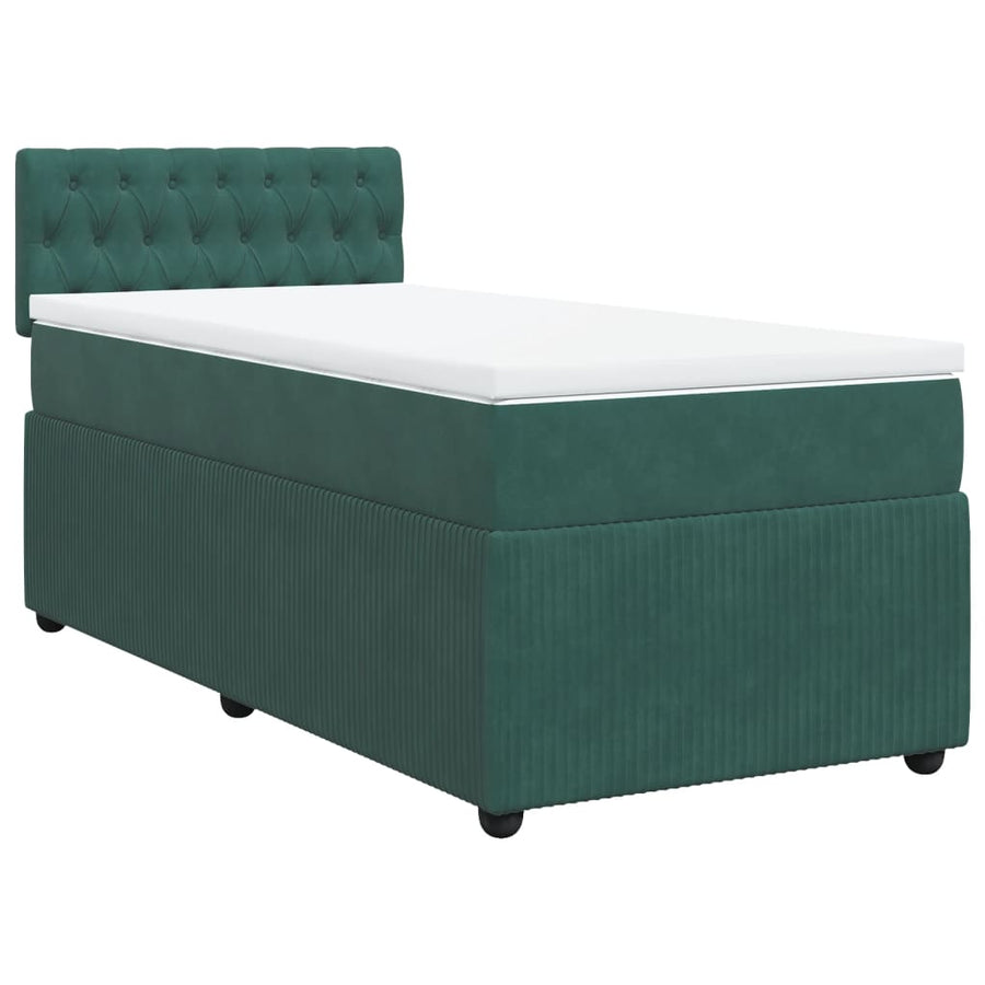 Boxspring met matras fluweel donkergroen 100x200 cm