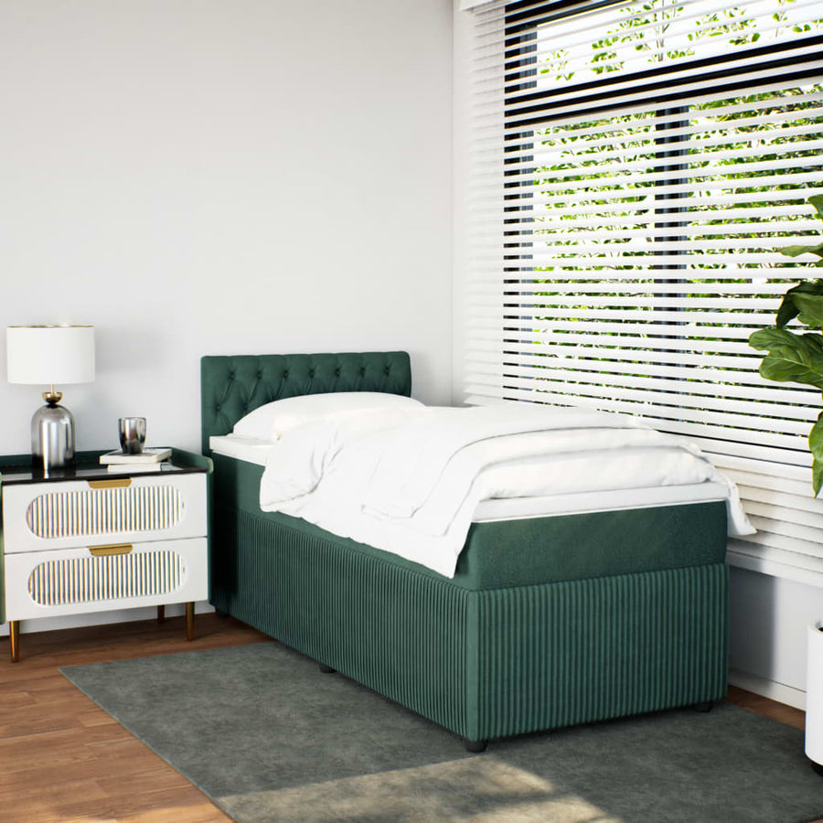 Boxspring met matras fluweel donkergroen 100x200 cm