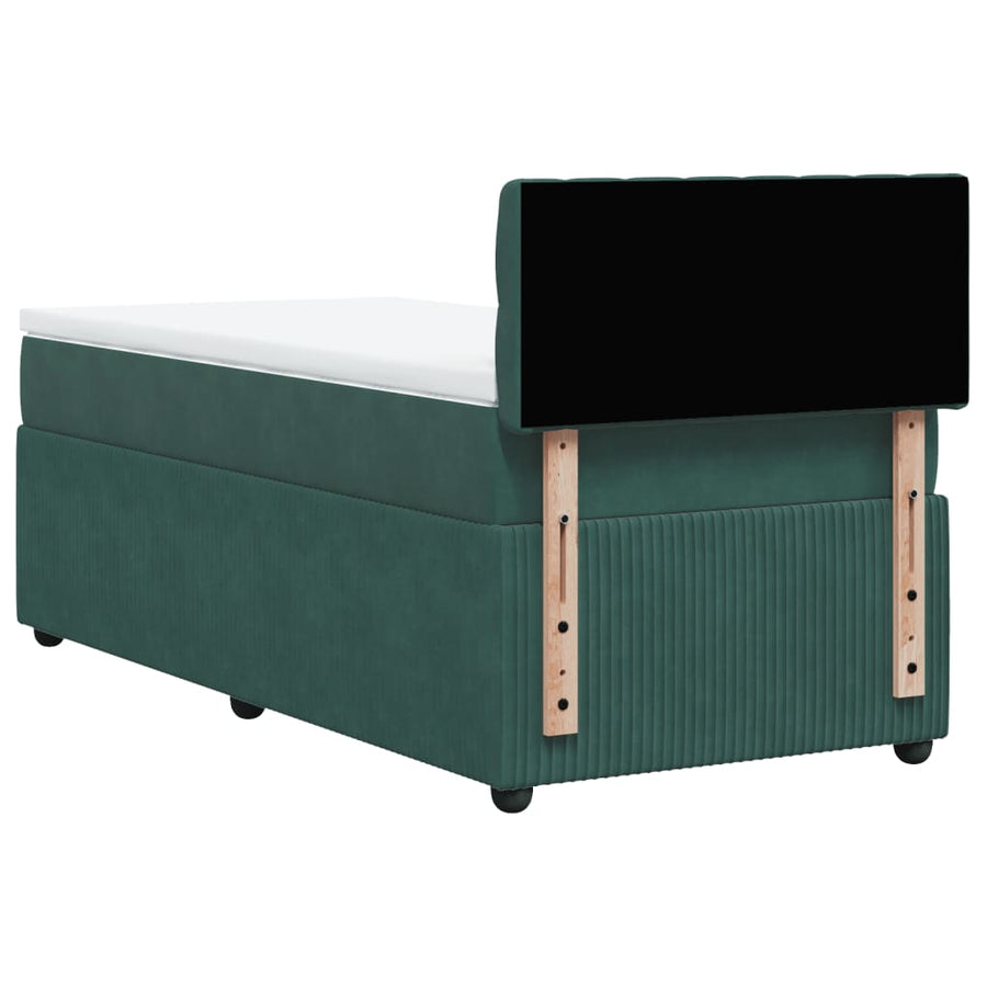 Boxspring met matras fluweel donkergroen 100x200 cm
