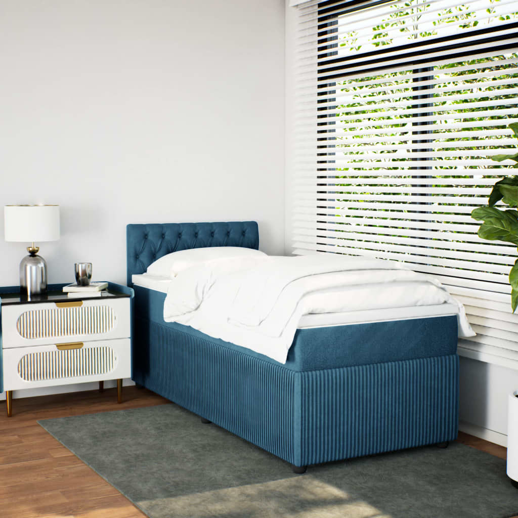 Boxspring met matras fluweel blauw 100x200 cm