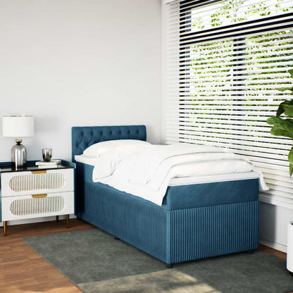 Boxspring met matras fluweel blauw 100x200 cm