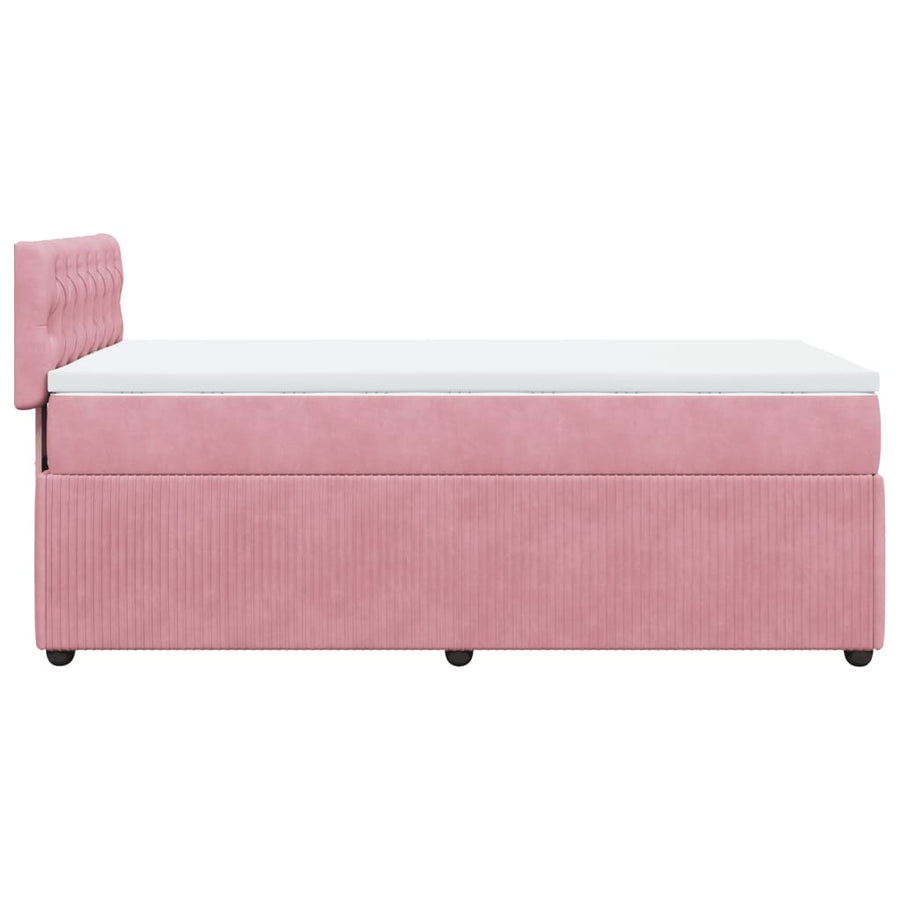 Boxspring met matras fluweel roze 100x200 cm
