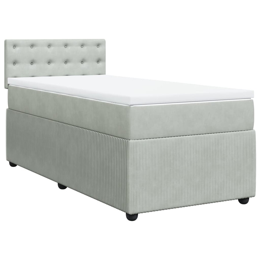 Boxspring met matras fluweel lichtgrijs 100x200 cm