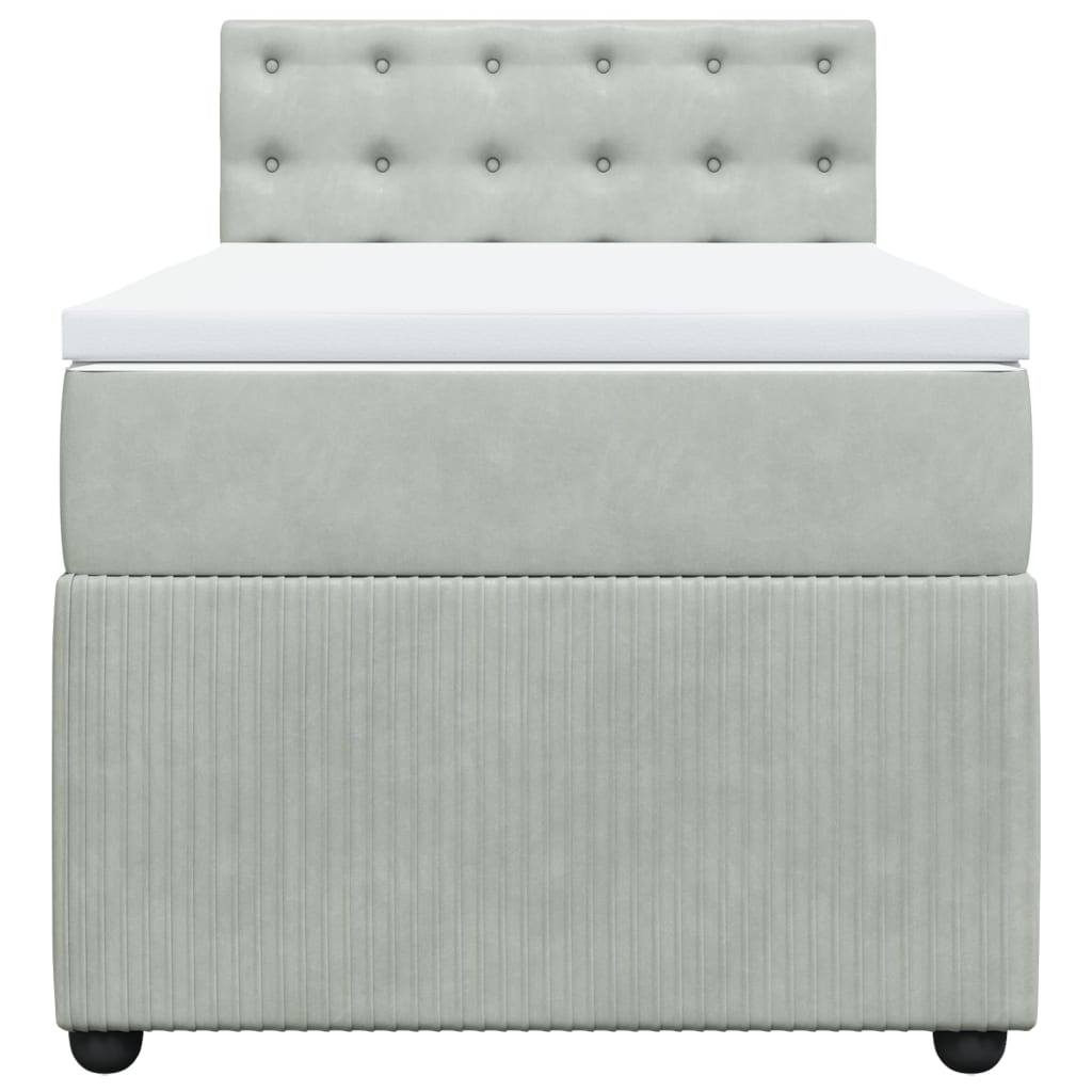 Boxspring met matras fluweel lichtgrijs 100x200 cm