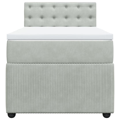 Boxspring met matras fluweel lichtgrijs 100x200 cm