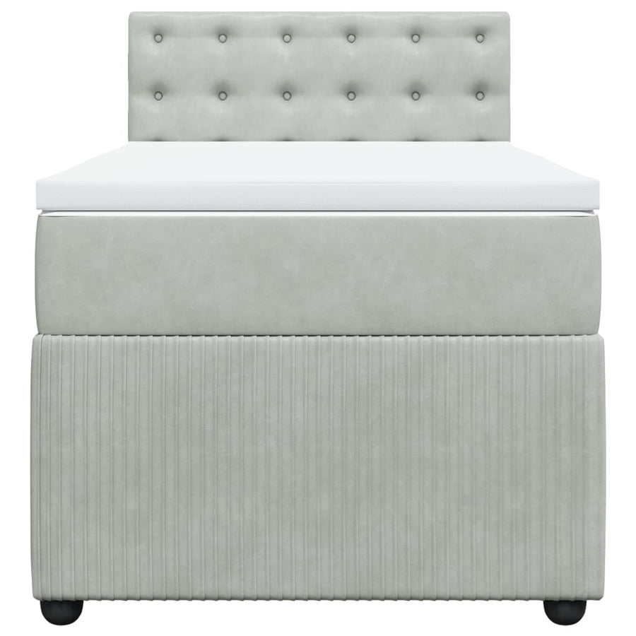 Boxspring met matras fluweel lichtgrijs 100x200 cm