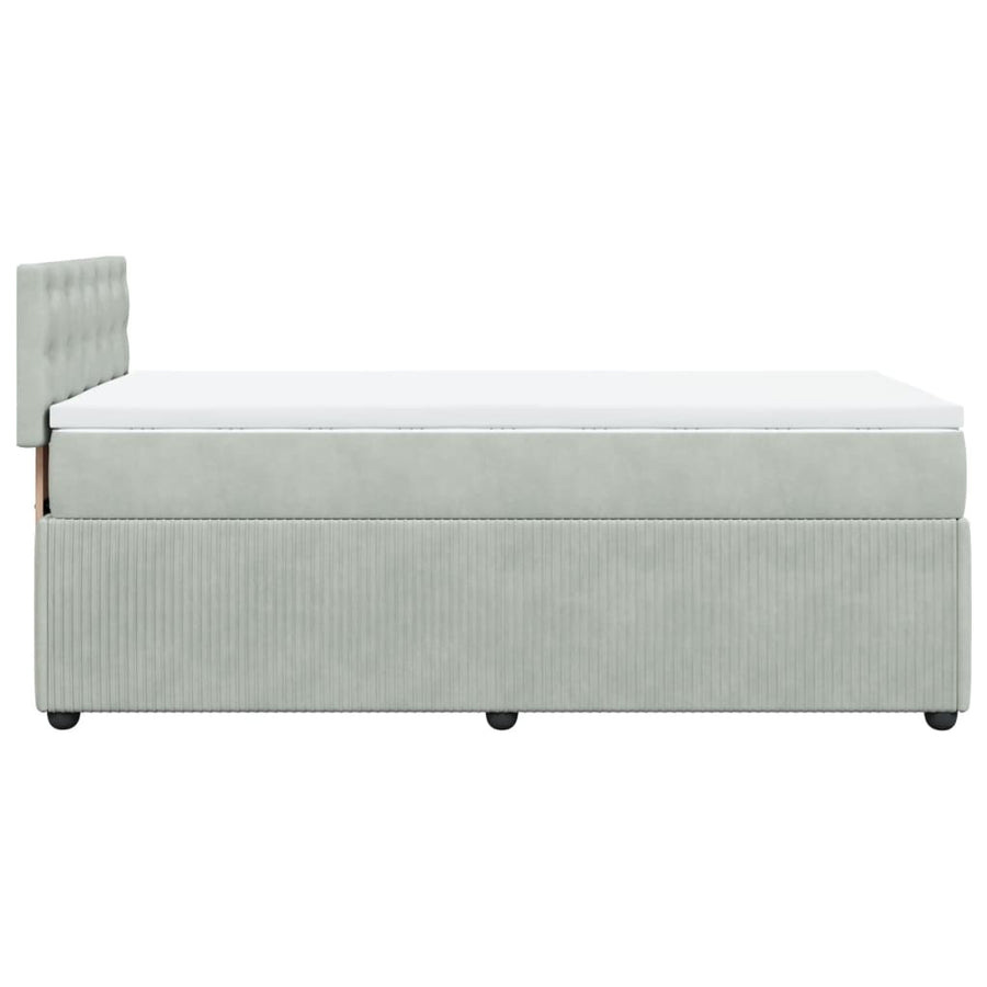 Boxspring met matras fluweel lichtgrijs 100x200 cm
