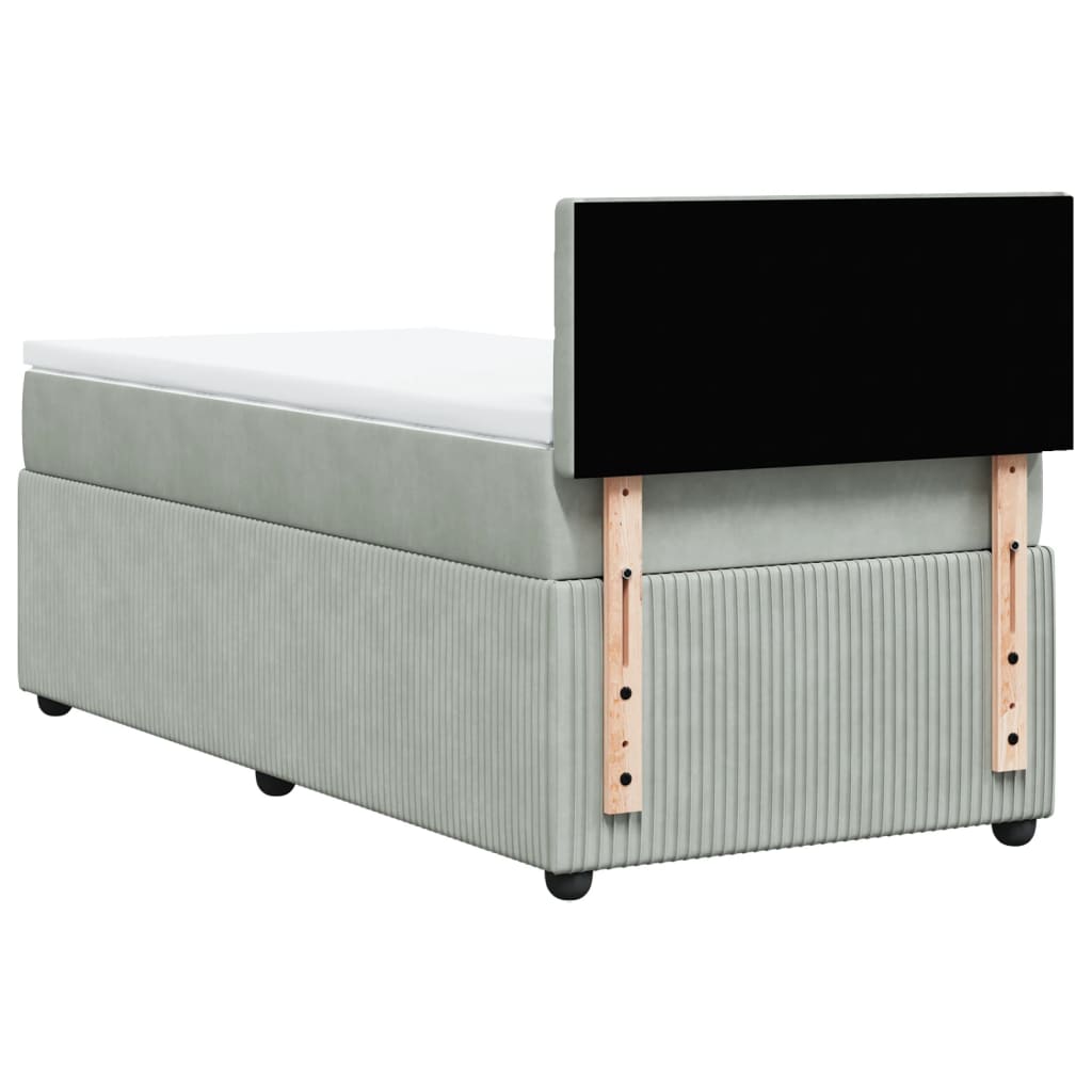 Boxspring met matras fluweel lichtgrijs 100x200 cm