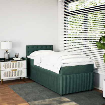 Boxspring met matras fluweel donkergroen 100x200 cm