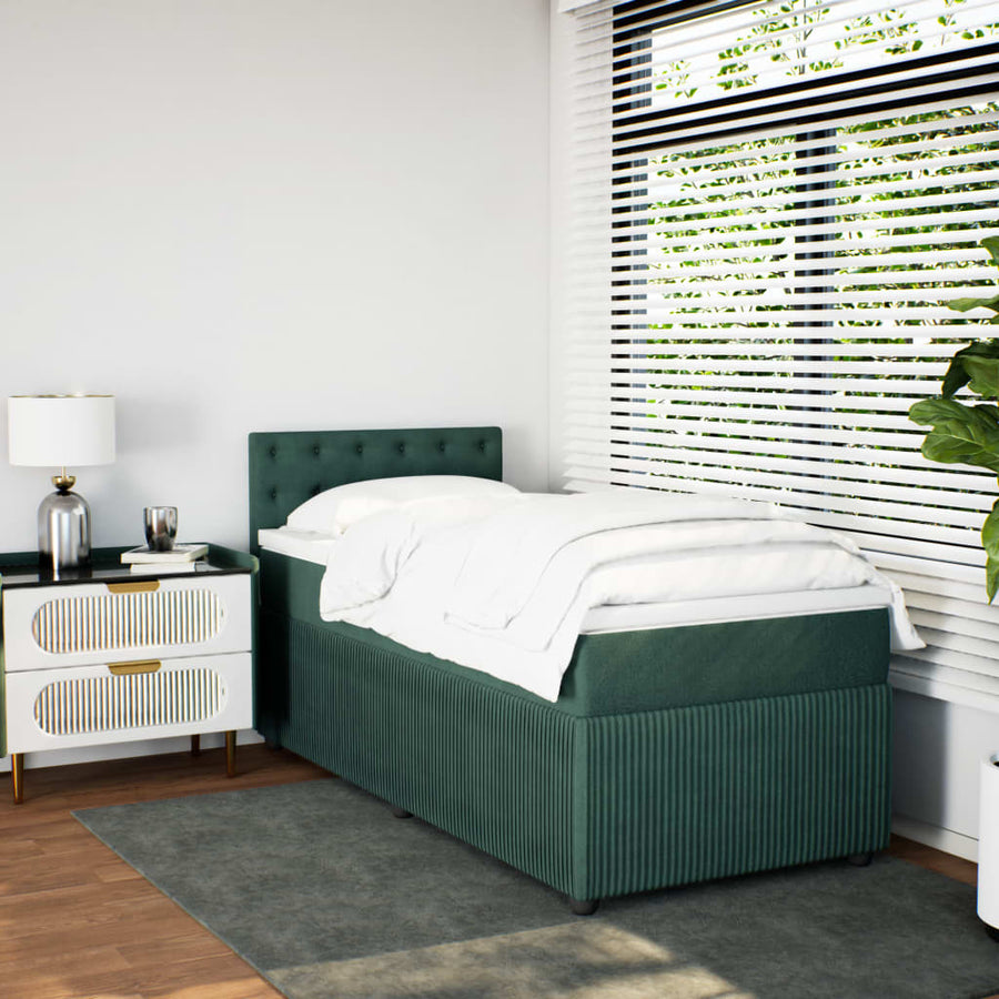 Boxspring met matras fluweel donkergroen 100x200 cm