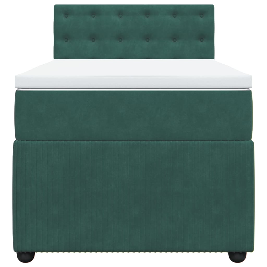 Boxspring met matras fluweel donkergroen 100x200 cm