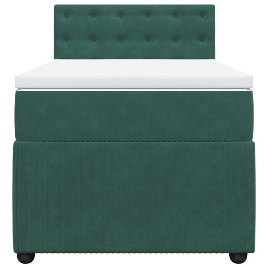 Boxspring met matras fluweel donkergroen 100x200 cm