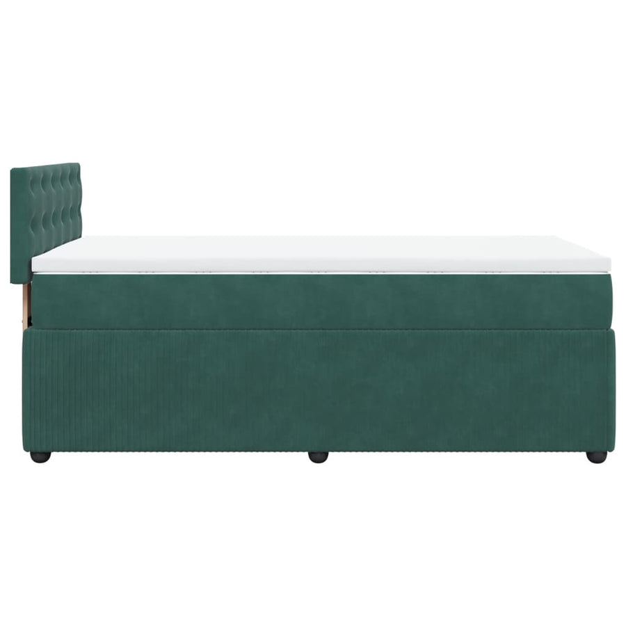 Boxspring met matras fluweel donkergroen 100x200 cm