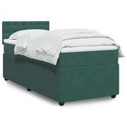 Velvet dark green box spring with mattress 100x200 cm