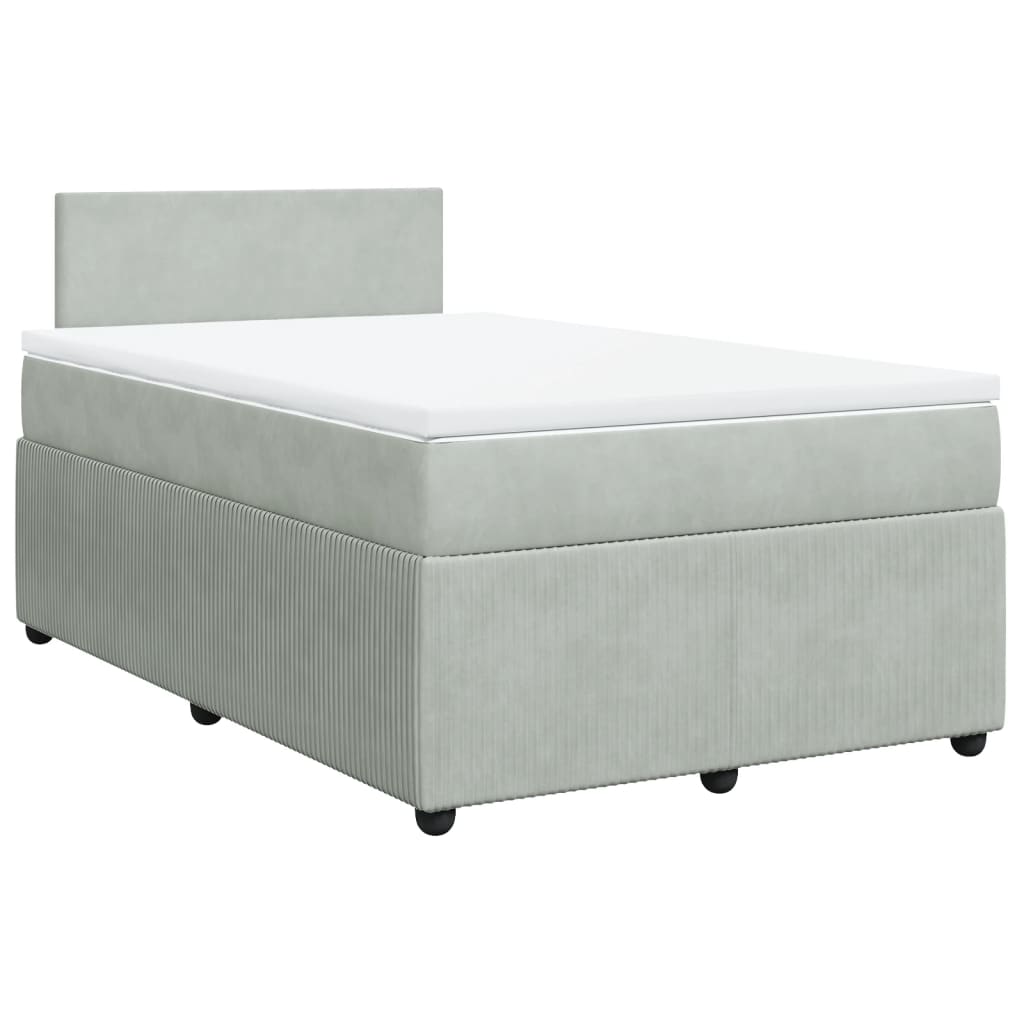 Boxspring met matras fluweel lichtgrijs 120x190 cm