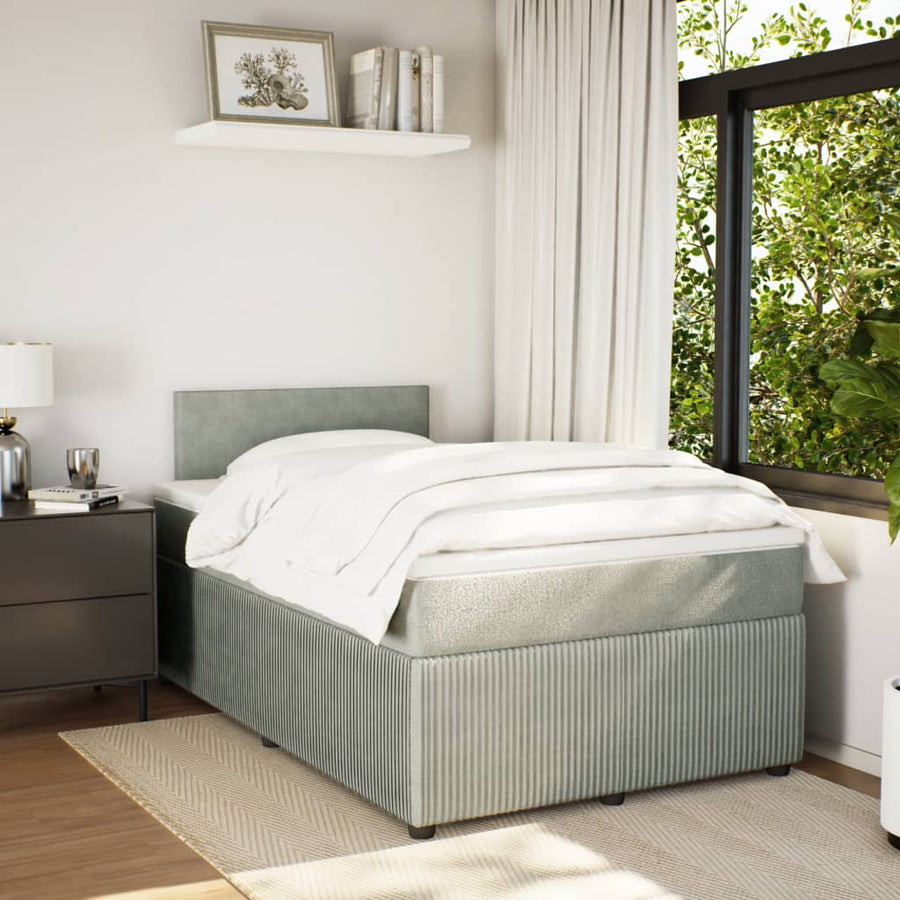 Boxspring met matras fluweel lichtgrijs 120x190 cm