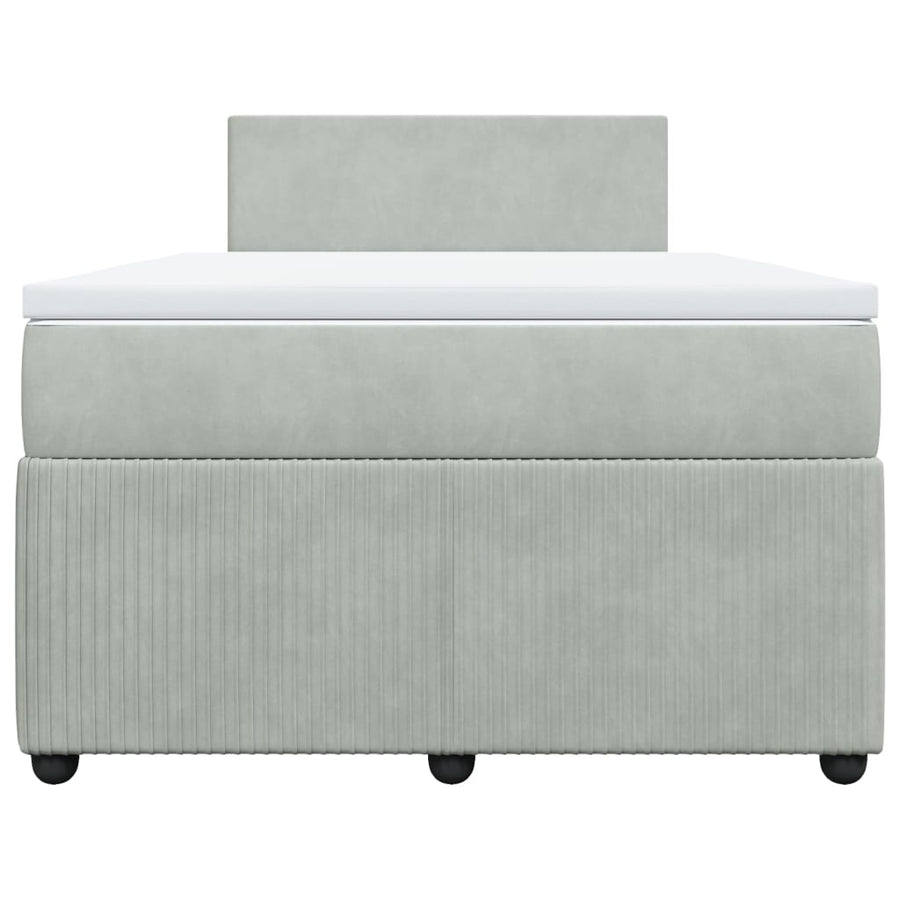 Boxspring met matras fluweel lichtgrijs 120x190 cm
