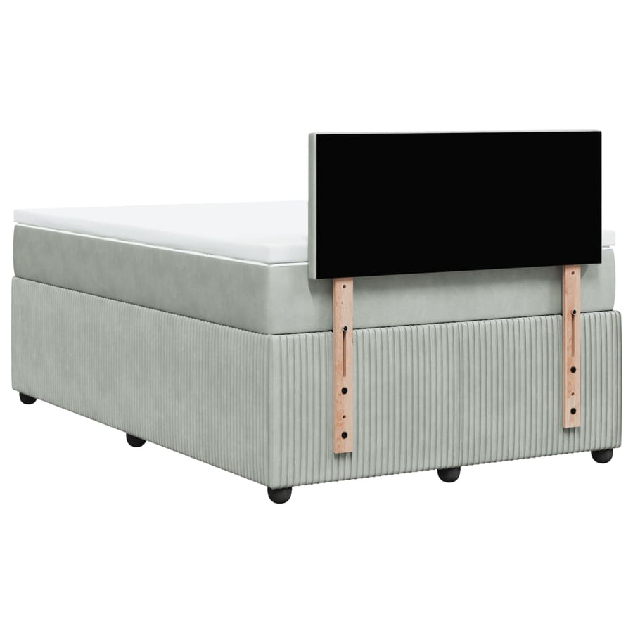 Boxspring met matras fluweel lichtgrijs 120x190 cm