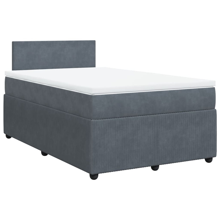 Boxspring met matras fluweel donkergrijs 120x190 cm