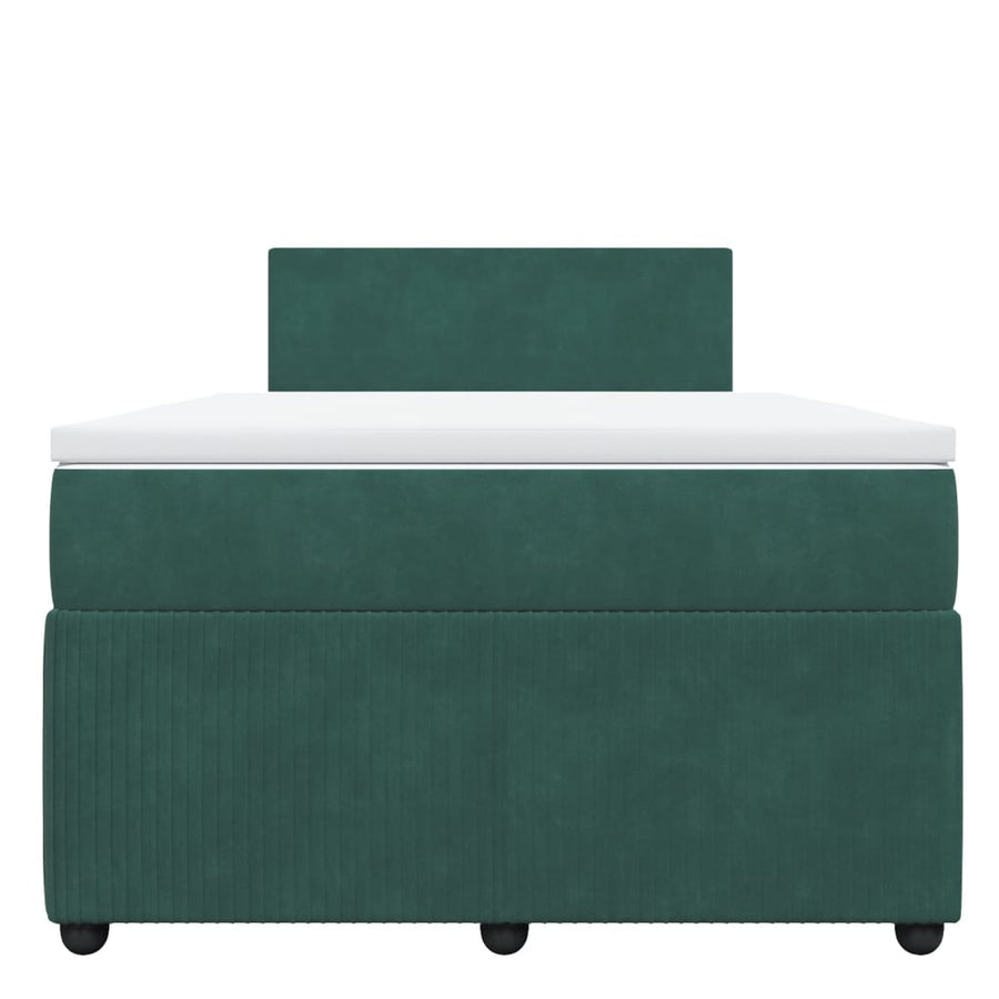 Boxspring met matras fluweel donkergroen 120x190 cm