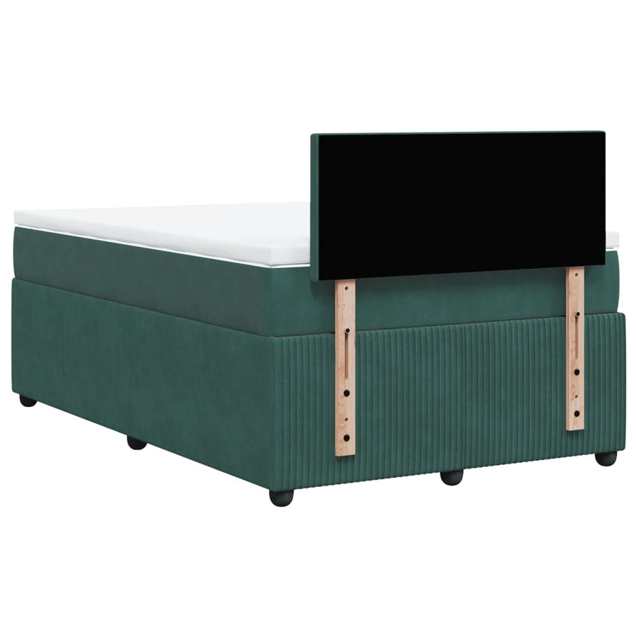 Boxspring met matras fluweel donkergroen 120x190 cm