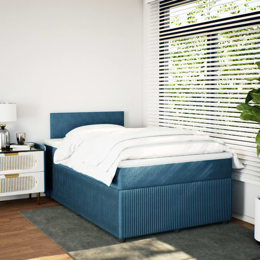 Boxspring met matras fluweel blauw 120x190 cm