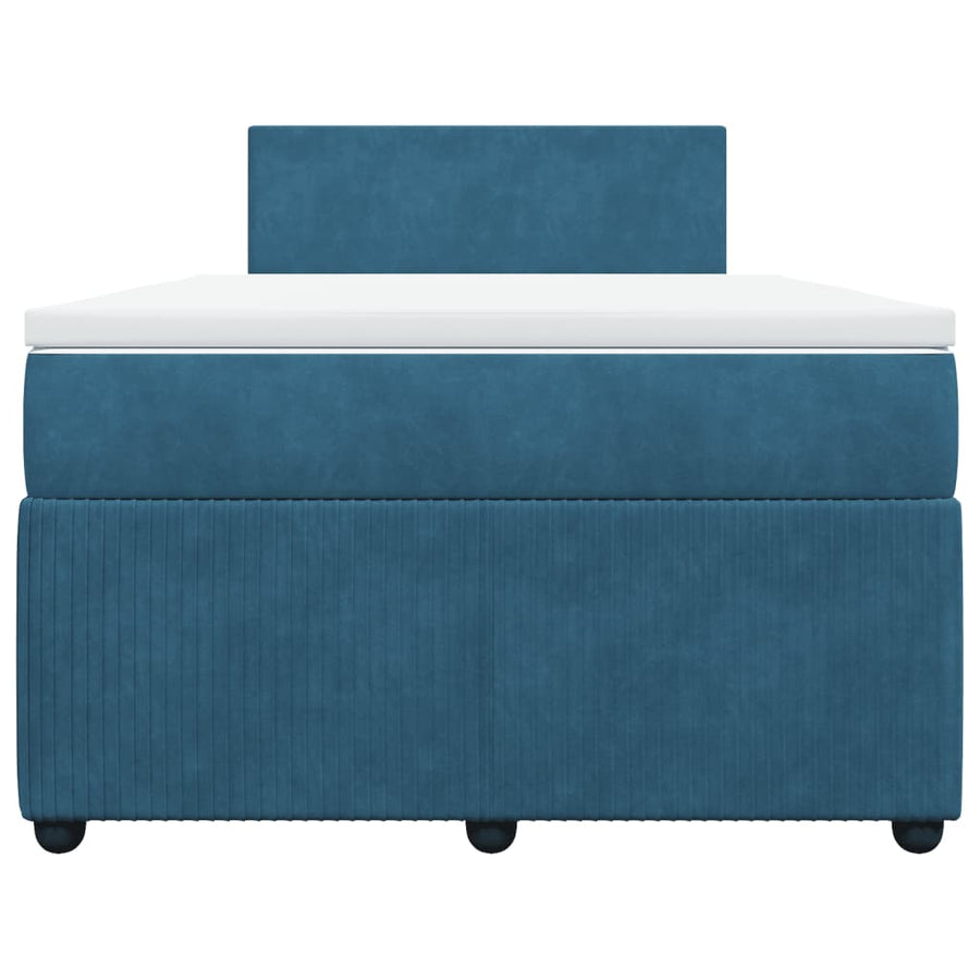 Boxspring met matras fluweel blauw 120x190 cm