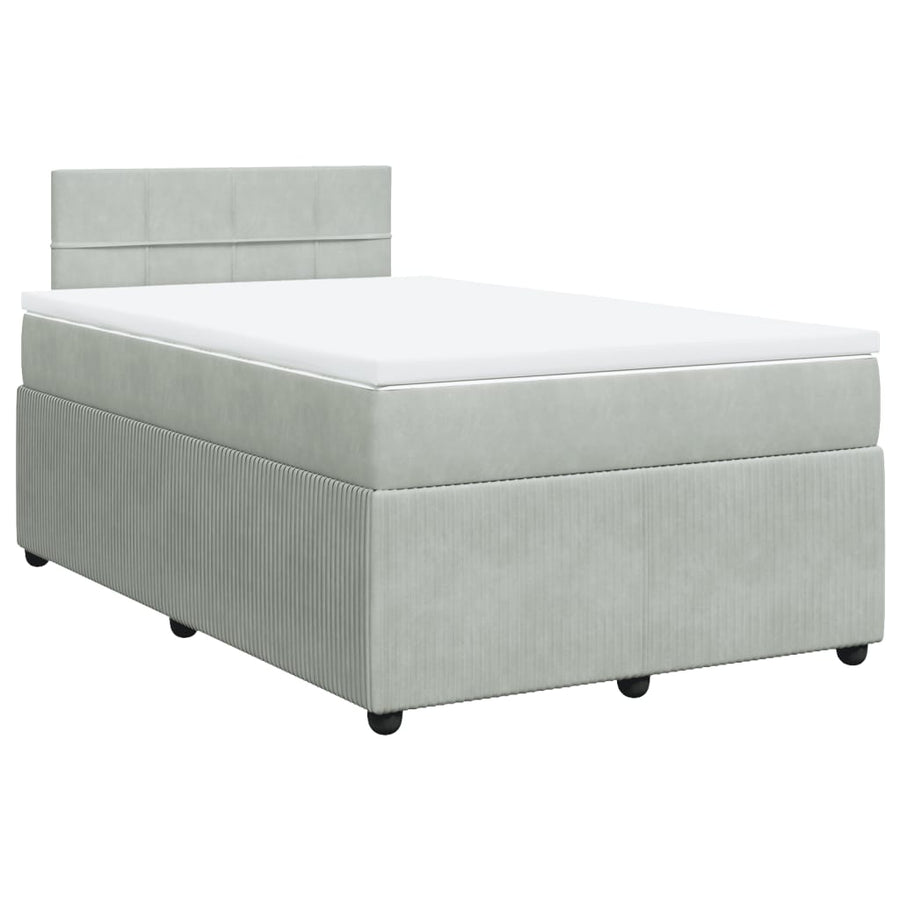 Boxspring met matras fluweel lichtgrijs 120x190 cm