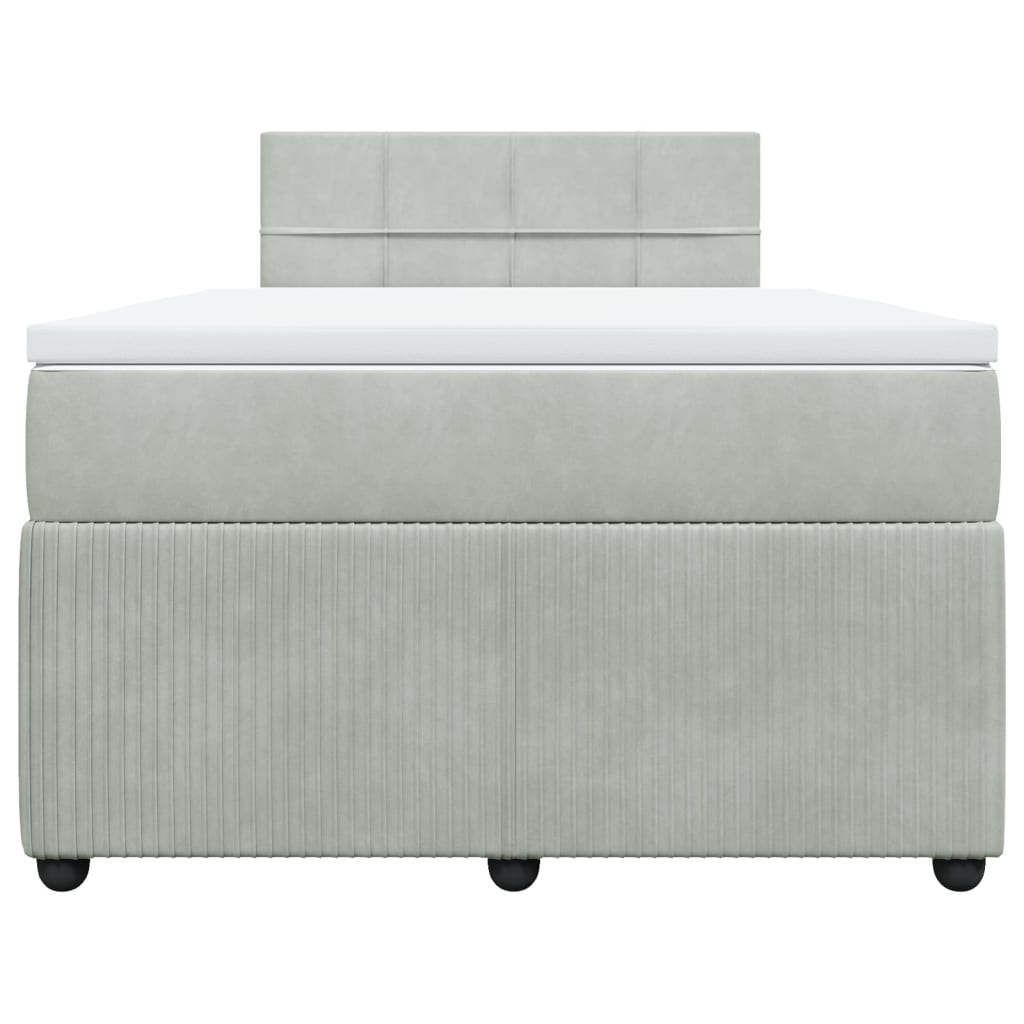Boxspring met matras fluweel lichtgrijs 120x190 cm