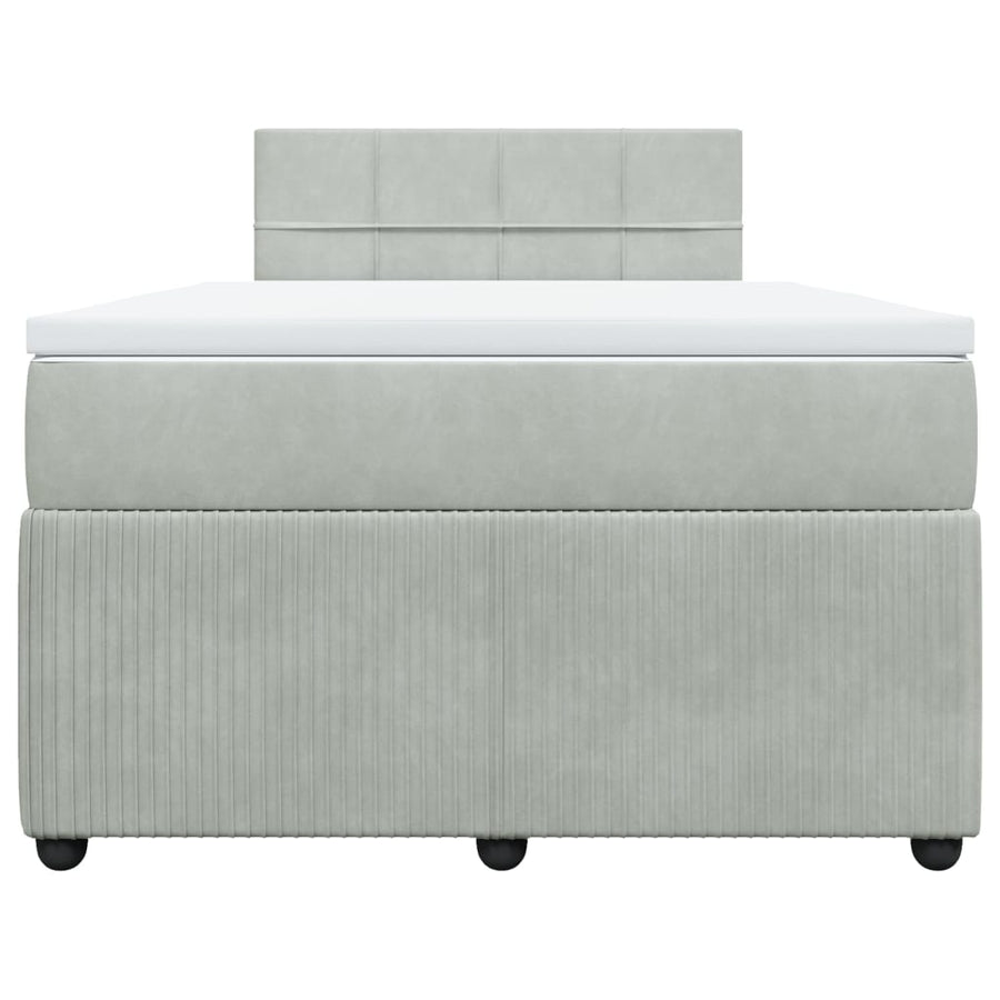 Boxspring met matras fluweel lichtgrijs 120x190 cm