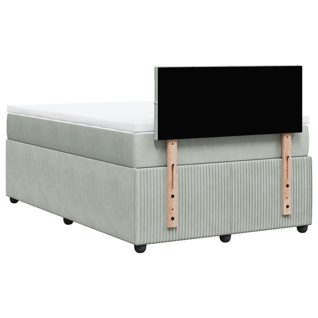 Boxspring met matras fluweel lichtgrijs 120x190 cm