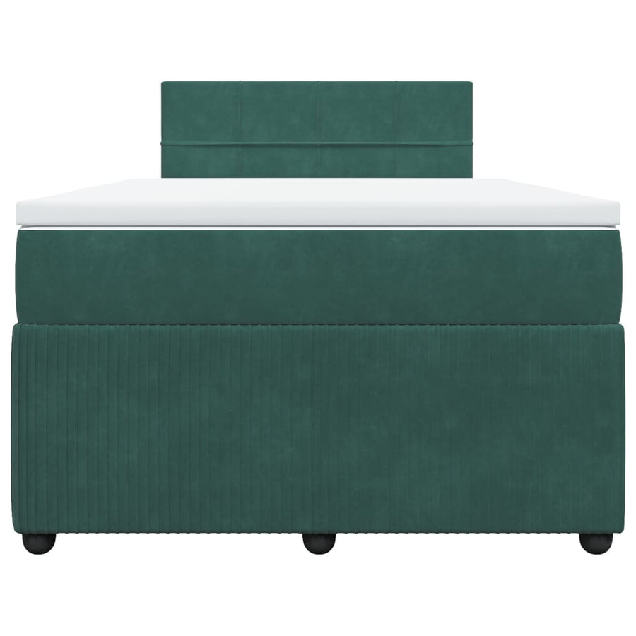 Boxspring met matras fluweel donkergroen 120x190 cm